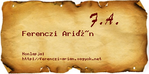 Ferenczi Arián névjegykártya
